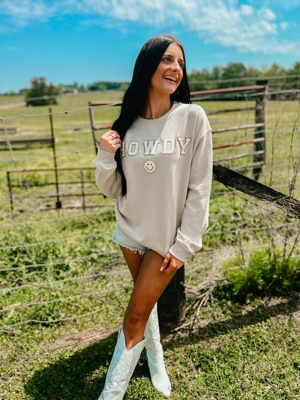 Howdy Happy Chenille patch Sweatshirt