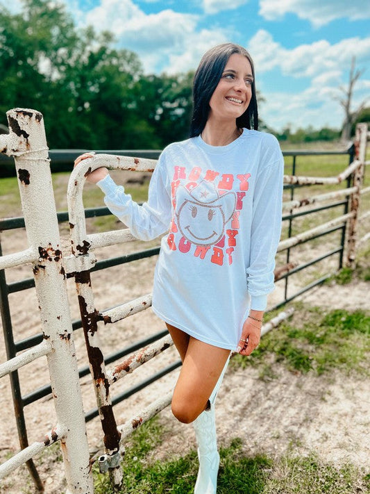 Howdy Sublimation/Glitter Combo Long Sleeve Tee