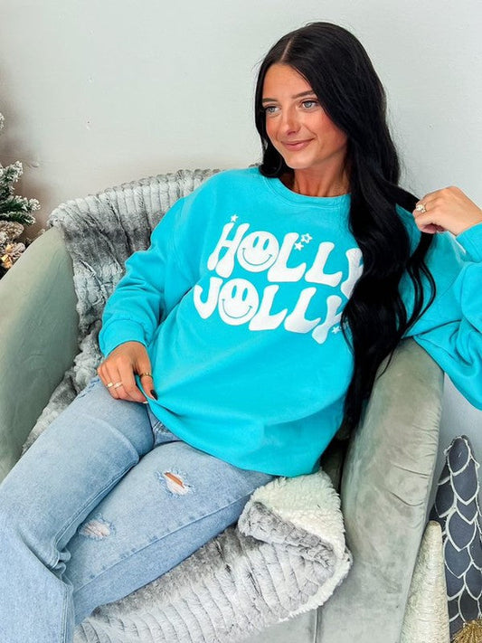 Holly Jolly Retro Wave Happy Puff Sweatshirt