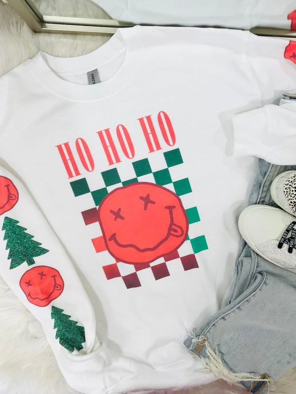Ho Ho Drippy Smiley With Sleeve Longsleeve Tee