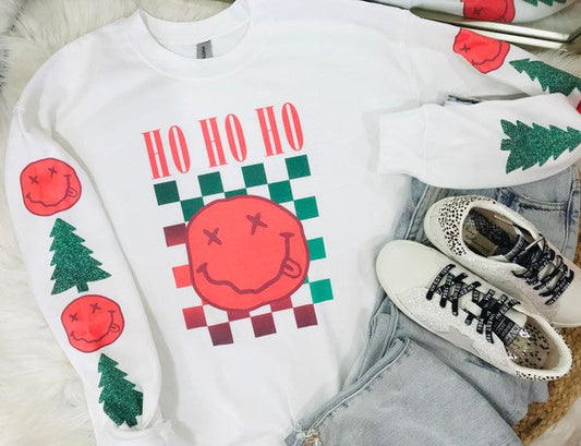 Ho Ho Drippy Smiley With Sleeve Longsleeve Tee