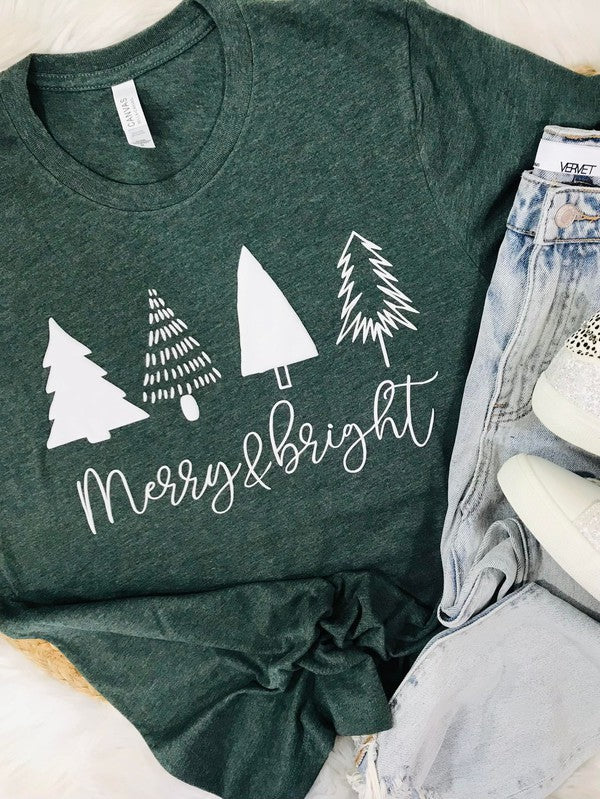Merry And Bright Tree Trio Puff Tee