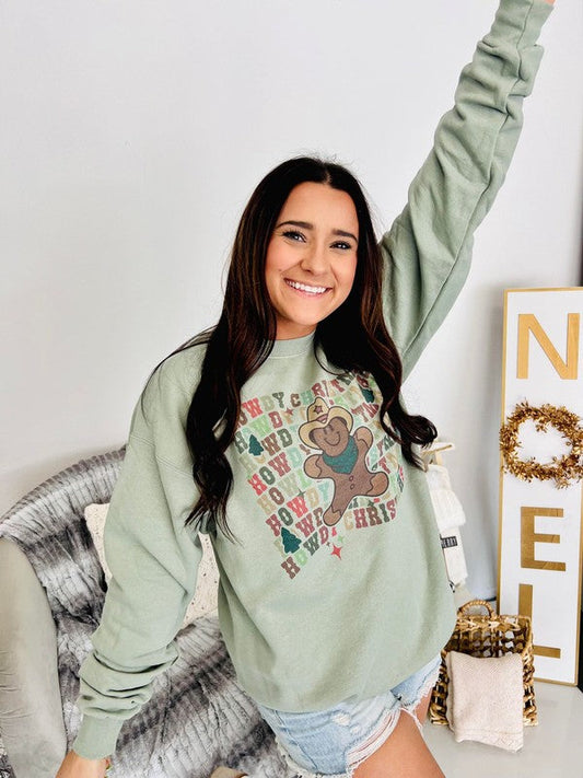 Howdy Christmas Gingerbread Man Retro Wavey Stack