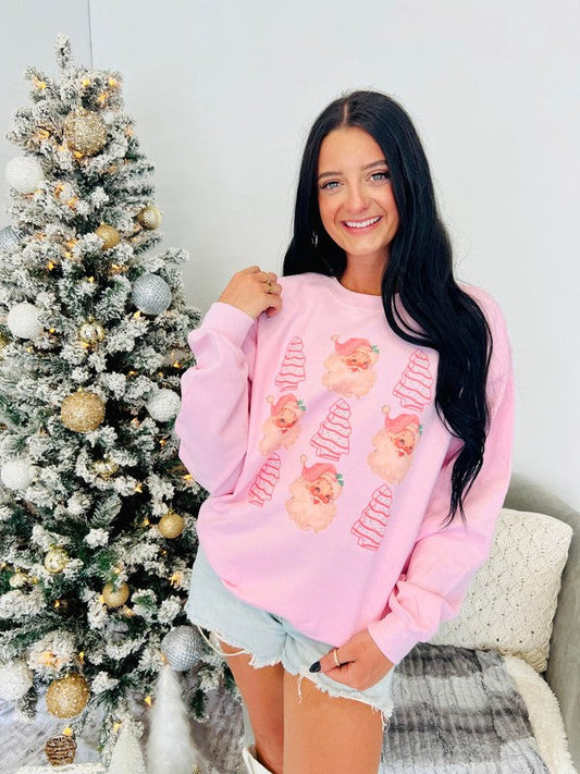 Santa Christmas Tree Cake Trio Stack Sweatshirt