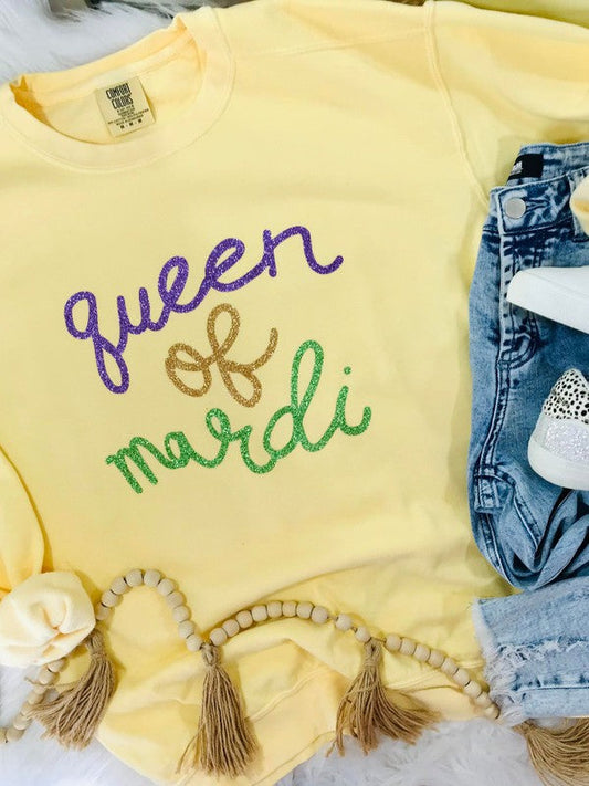 Queen Of Mardi Multi Glitter Yarn Sweatshirt