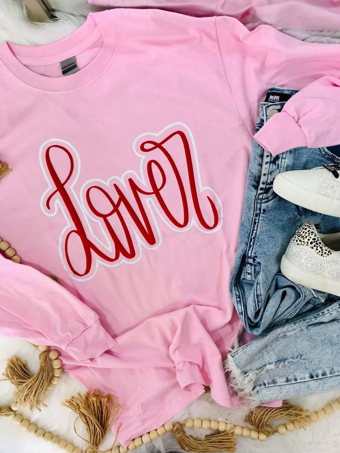 Lover Cursive Puff/Glitter Vinyl Sweatshirt