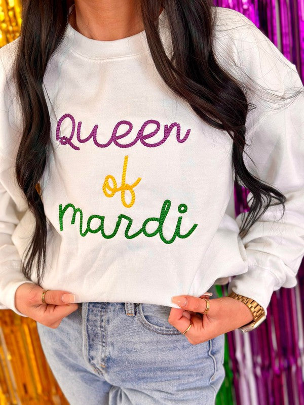 Queen Of Mardi Multi Rope Embroidered Sweatshirt