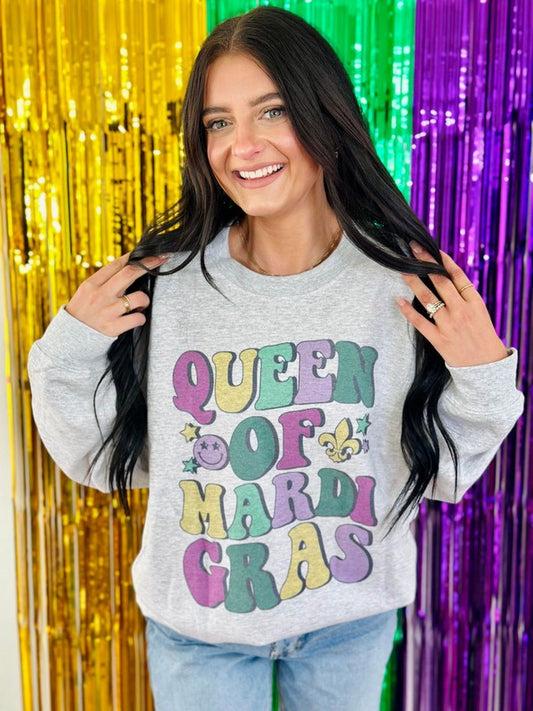 Queen Of Mardi Multi Colored Retro Wave Sweatshirt