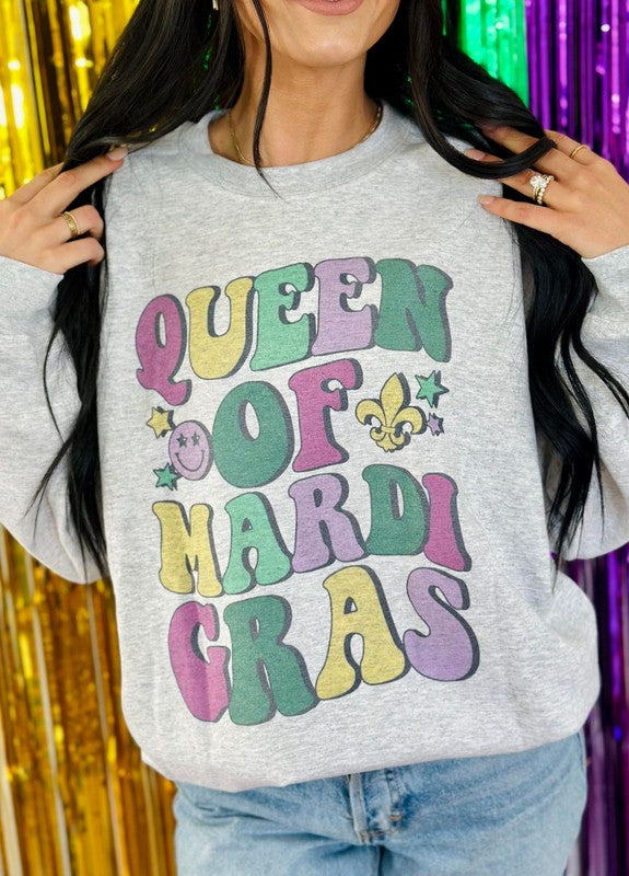 Queen Of Mardi Multi Colored Retro Wave Sweatshirt