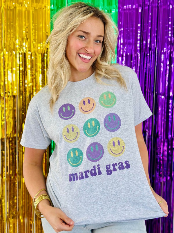 Mardi Gras Happy Stacked Tee
