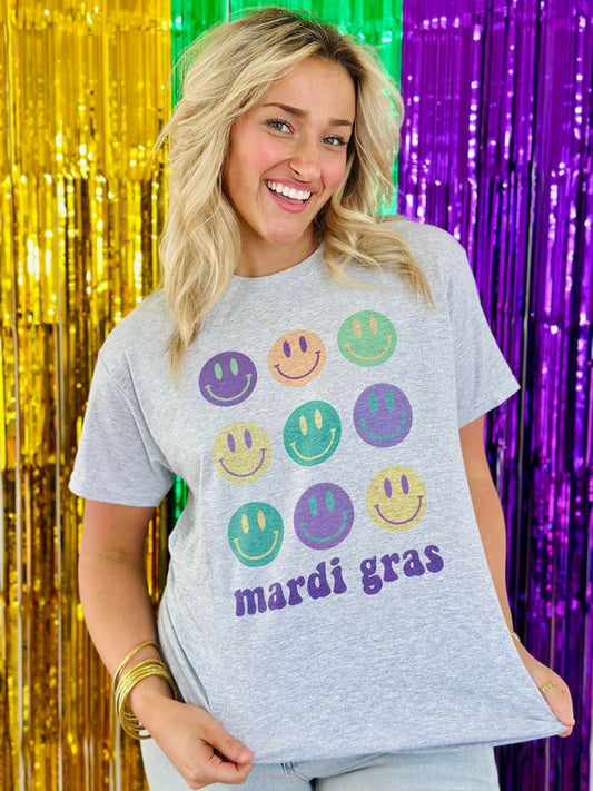 Mardi Gras Happy Stacked Tee
