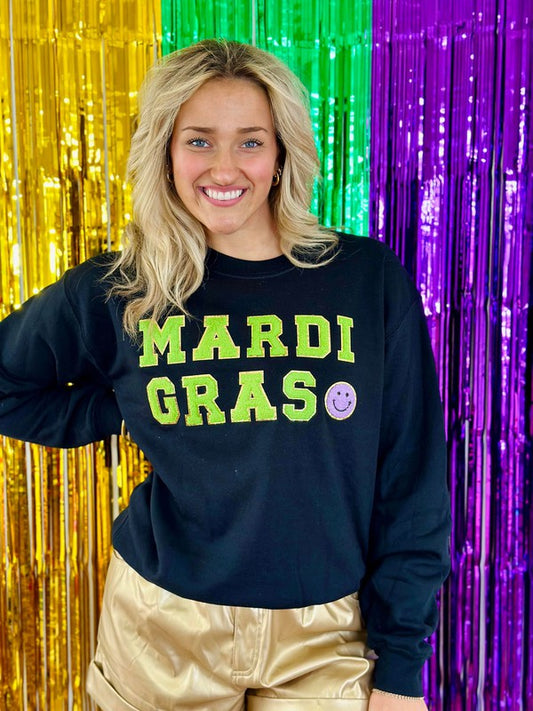 Mardi Gras Chenille Patch Sweatshirt