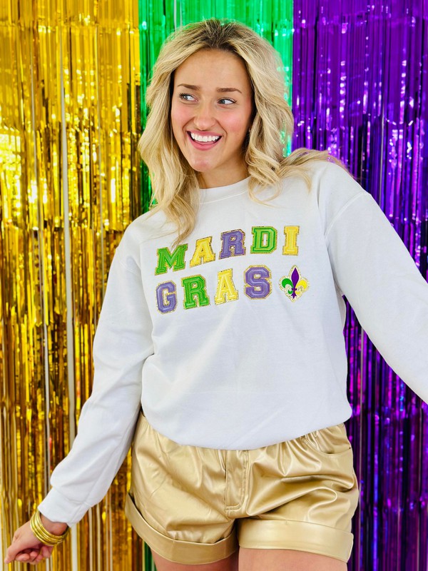 Mardi Gras Fleur De Lis Patch Sweatshirt