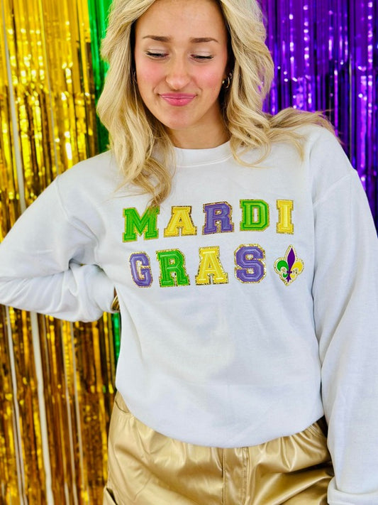 Mardi Gras Fleur De Lis Patch Sweatshirt