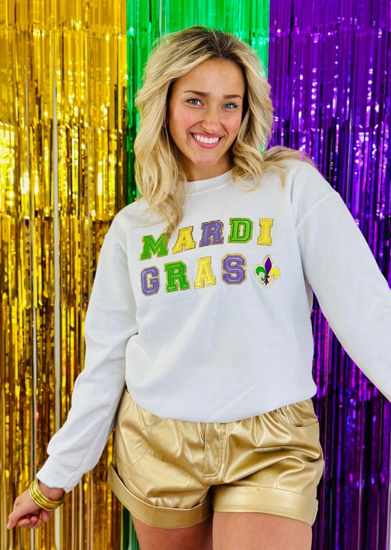 Mardi Gras Fleur De Lis Patch Sweatshirt
