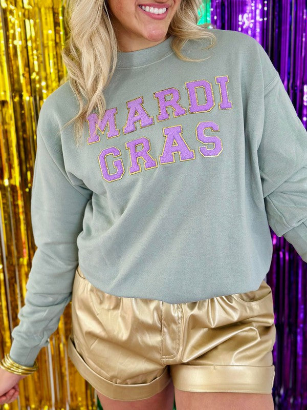Mardi Gras Chenille Patch Sweatshirt