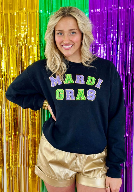 Mardi Gras Alternating Chenille Patch Sweatshirt