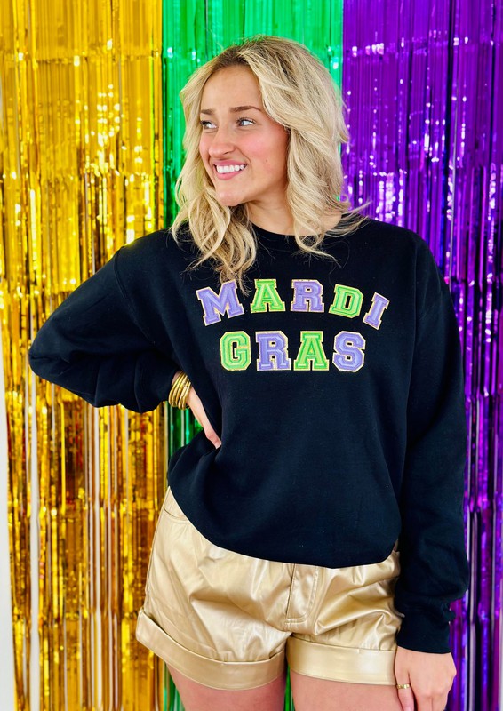 Mardi Gras Alternating Chenille Patch Sweatshirt