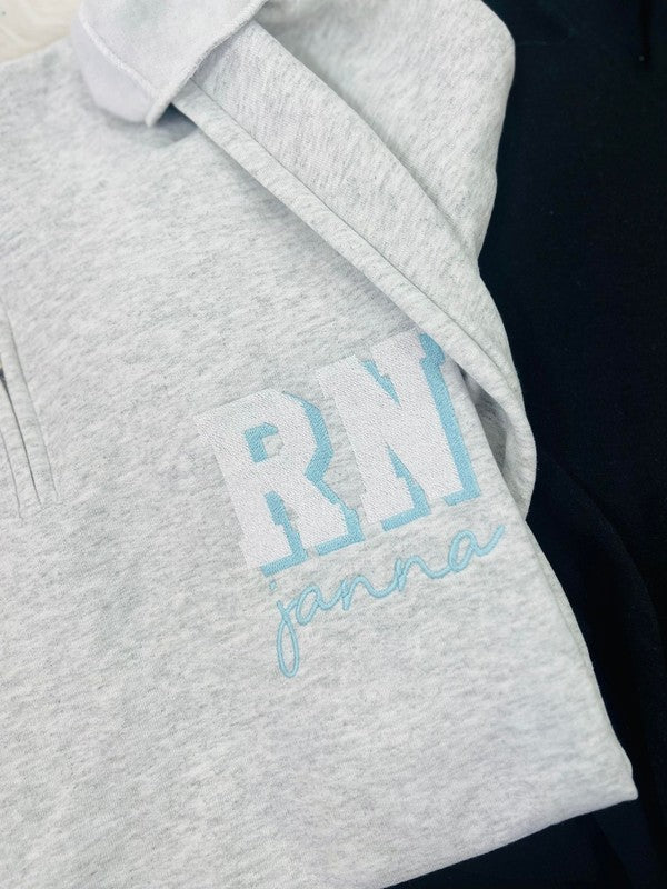Custom Block Cursive Pocket 1/4 Zip Jacket
