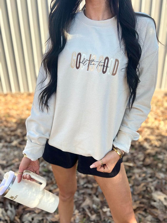 God Is Good Multi Embroidered Sweatshirt