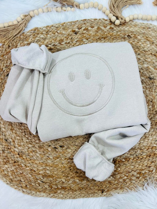 Happy Face Embroidered Sweatshirt
