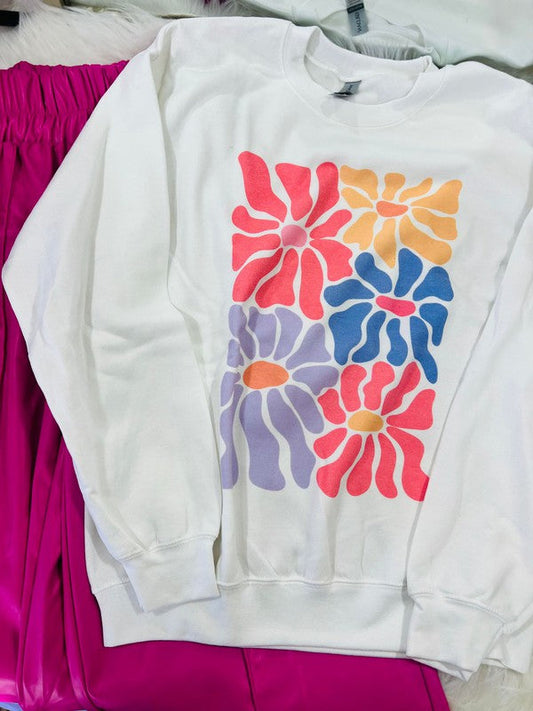 Colorful Cute Funky Floral Sweatshirt