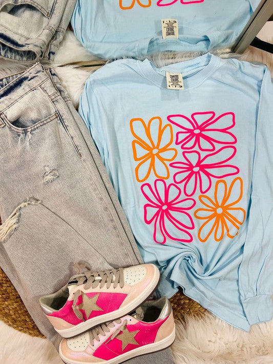 Doodle Hippie Flower Puff Tee