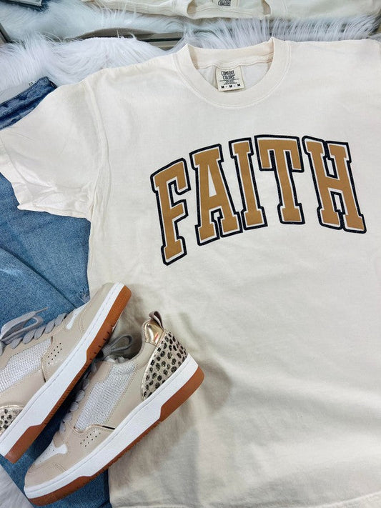 Faith Varsity double Puff/Glitter Tee
