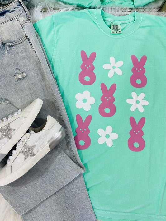 Peeps And Flowers Checkered Trio Puff Tee