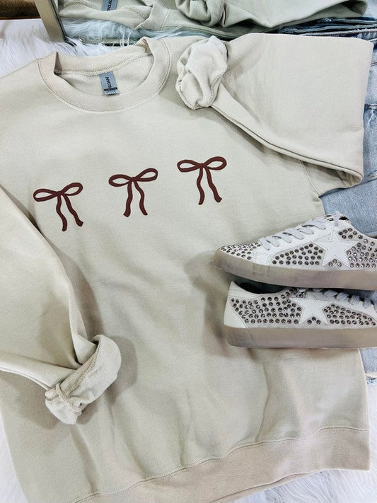 Simple Bow Trio Puff Sweatshirt
