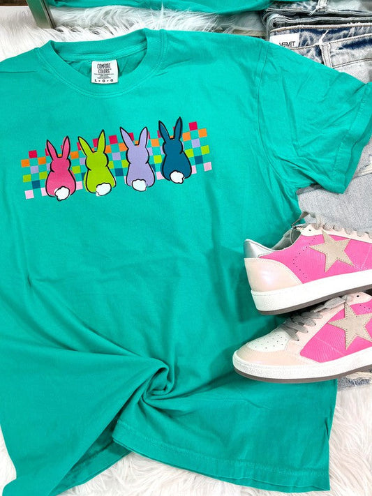 Checkered Multicolored Bunny's Easter Tee