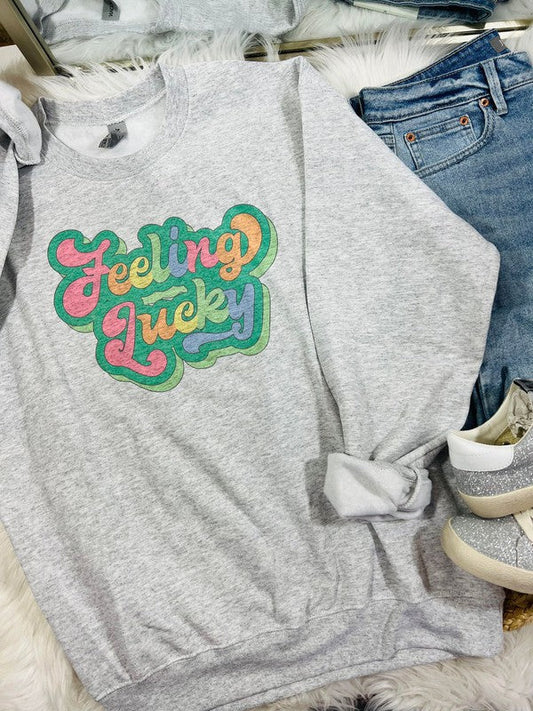 Feeling Lucky Retro Rainbow Sweatshirt