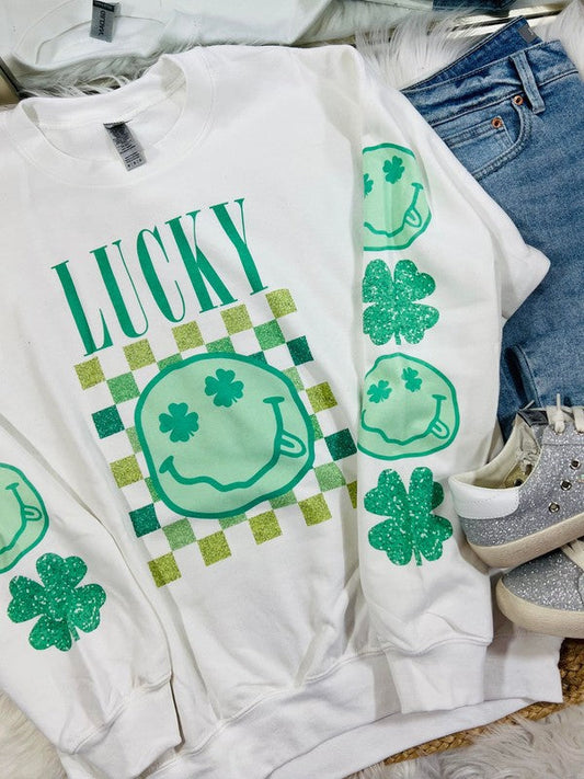 Lucky Drip Smile Sweatshirt With Sleeve Details