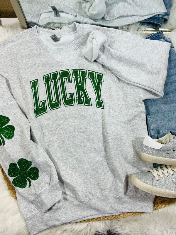 Lucky Glitter Sweatshirt With Sleeve Detail