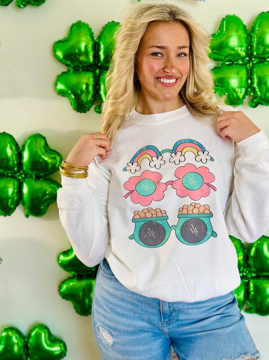 St. Patrick's Day Lucky Glasses Stack Sweatshirt
