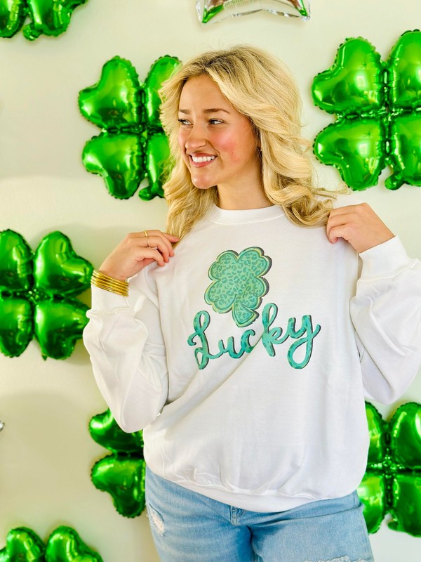 Lucky Leopard Print Clover Sweatshirt