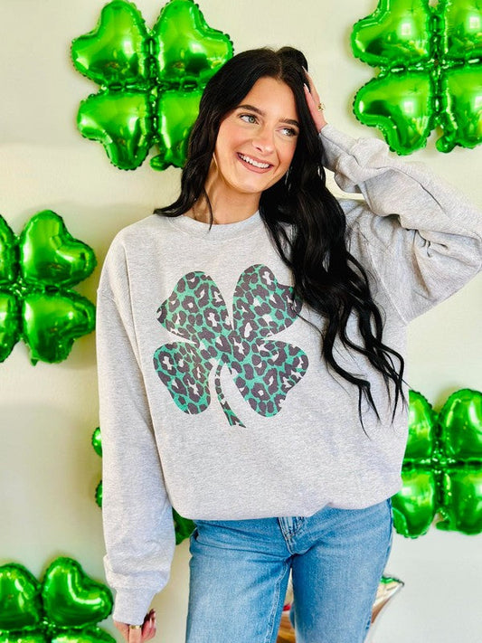 Leopard Saint Patrick's Day Clover Sweatshirt