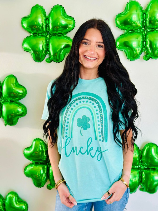 Green Lucky Clover Rainbow Tee