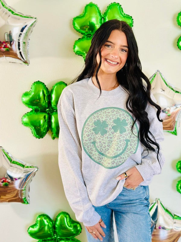 Leopard Clover Eye Happy Sweatshirt