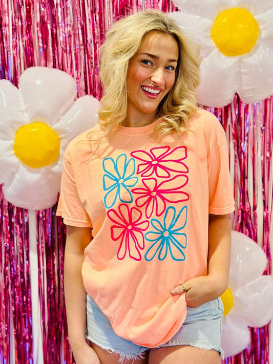 Doodle Hippie Flower Puff Tee