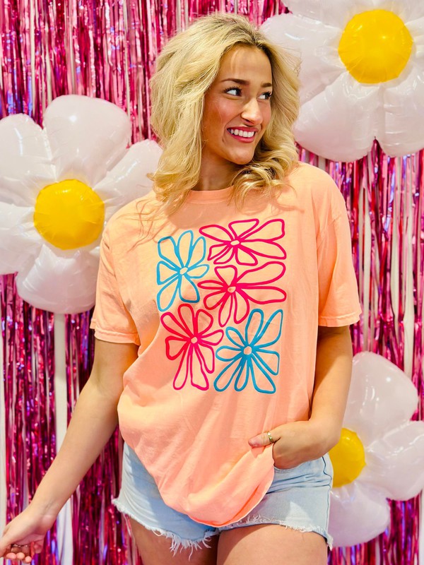 Doodle Hippie Flower Puff Tee