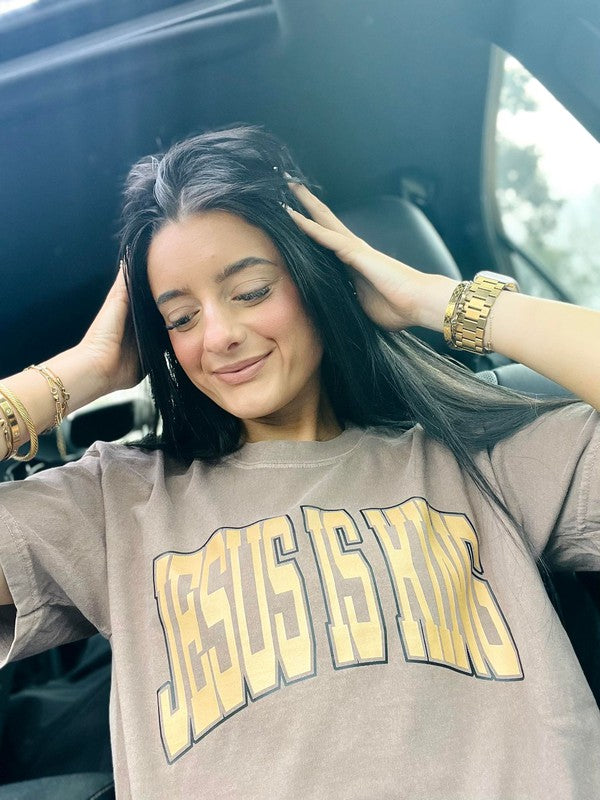 Jesus Is King Varsity Curve DTF Tee