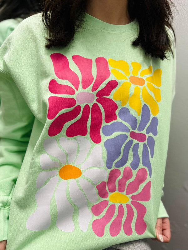 Multi Colored Hippie Flowers Sweatshirt