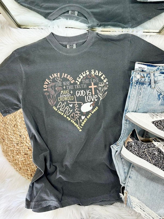 Jesus Inspirational Heart Collage Tee