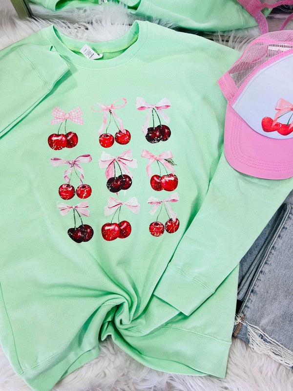 Distressed Cherry Bows Trio Stack DTF Sweatshirt