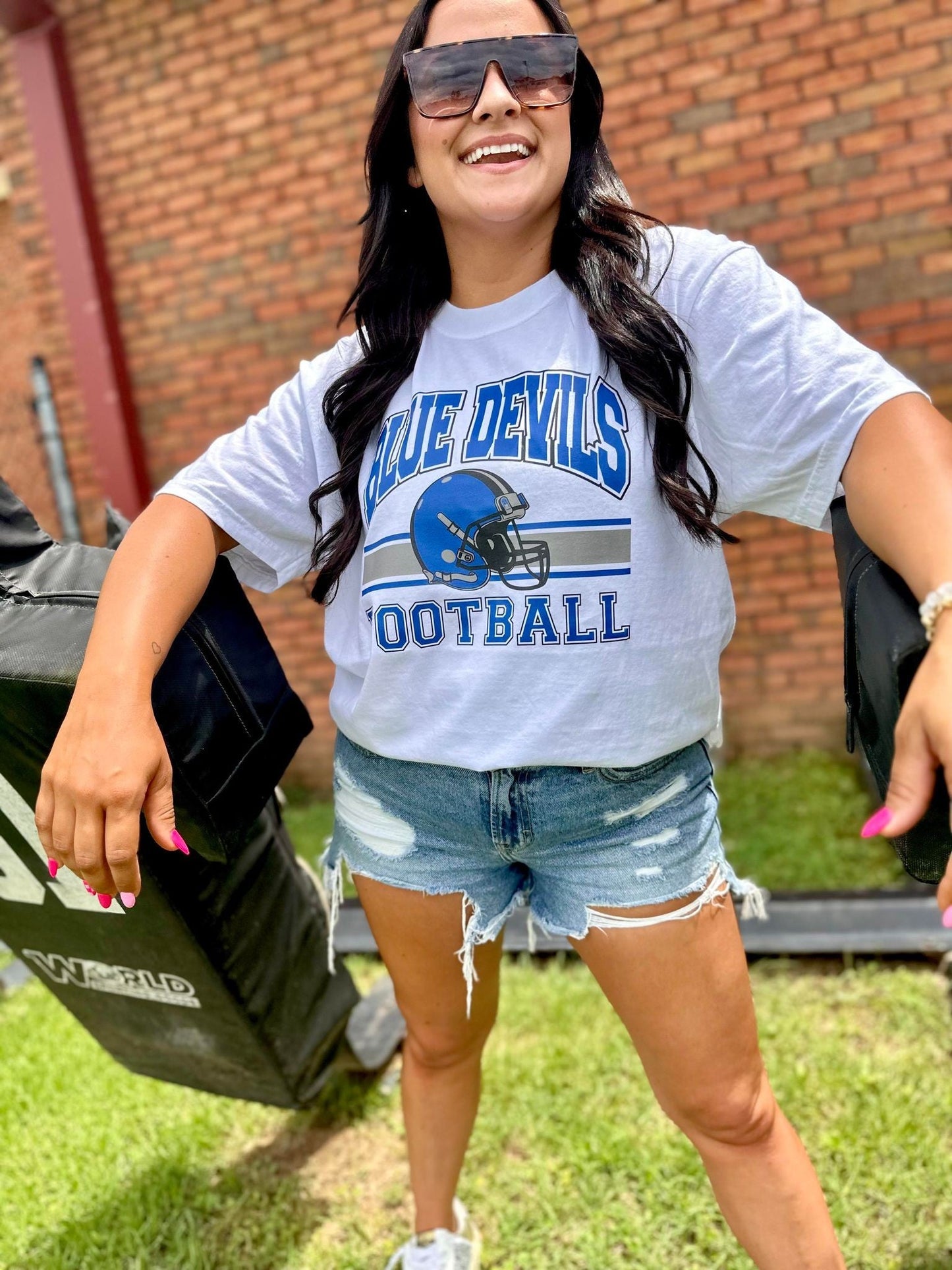 Custom Mascot Varsity Football Helmet DTF Tee