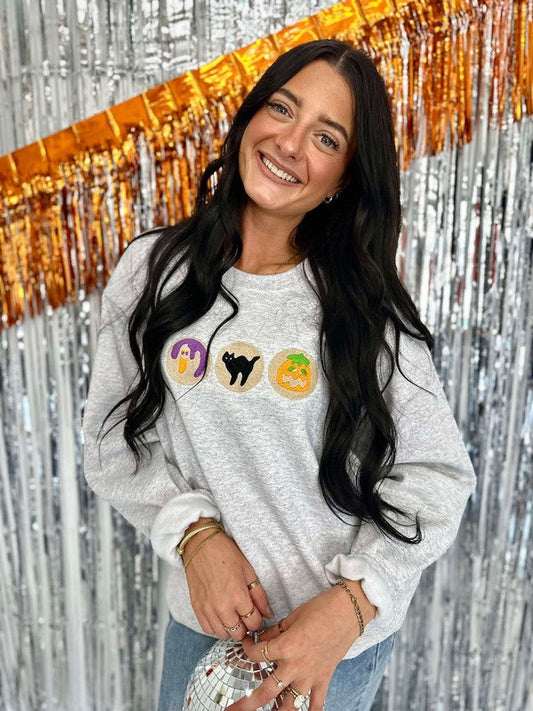 Spooky Halloween Cookie Embroidered Sweatshirt