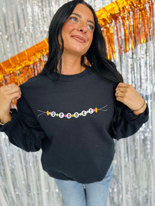 Spooky Friendship Bracelet Embroidered Sweatshirt