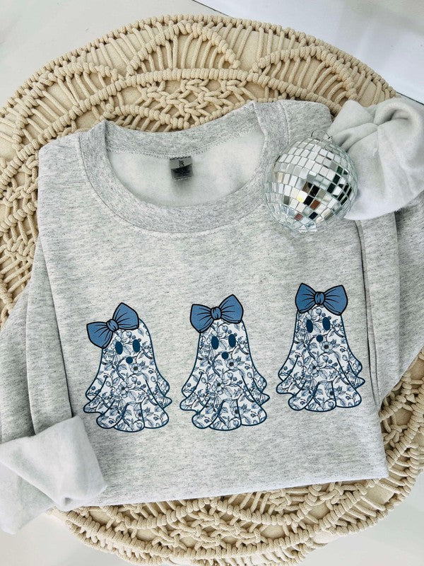Blue Chinoiserie Ghost Trio DTF Sweatshirt