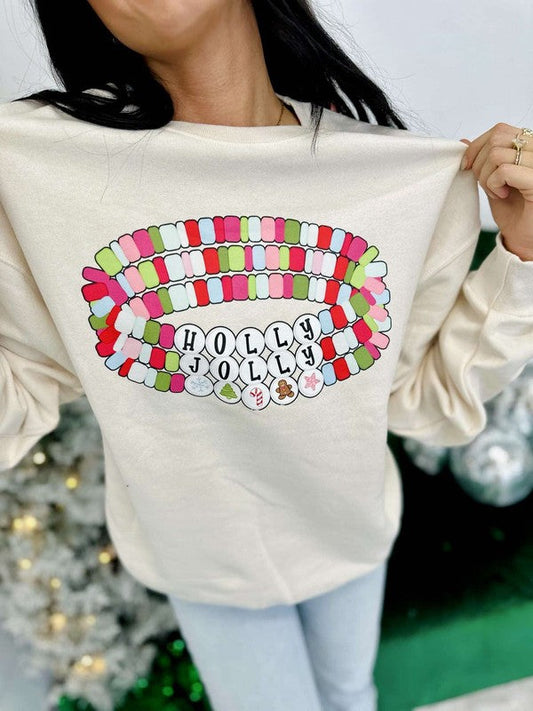 Holly Jolly Friendship Bracelet DTF Sweatshirt
